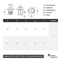 Tankeinfüllstutzen 87mm Wasser