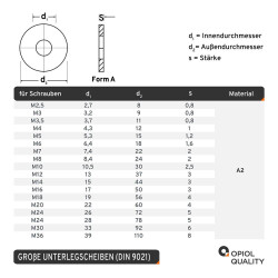 100 Stück Sechskant Holzschrauben M8x50 DIN 571 Edelstahl A2 mit Große Unterlegscheiben 8,4 (M8) DIN 9021 Edelstahl A2