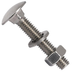40 Stück Schlossschrauben M8x35/35 DIN 603 Edelstahl A2 mit Sechskantmuttern M8 DIN 934 Edelstahl A2 und Unterlegscheiben 8,4 (M 8) DIN 125 Edelstahl A2