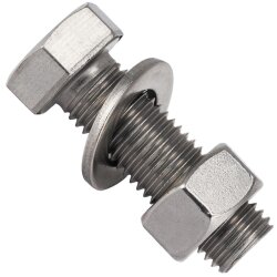10 Stück Sechskantschrauben M8x110 DIN 933 Edelstahl A2 mit Sechskantmuttern M8 DIN 934 Edelstahl A2 und Unterlegscheiben 8,4 (M 8) DIN 125 Edelstahl A2