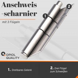 Anschweisscharnier 118mm Edelstahl A2