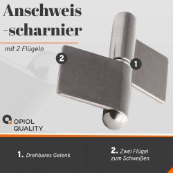 Anschweisscharnier R 122 mm Edelstahl A2