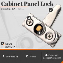 Cabinet Panel Lock+Brass Edelstahl A2