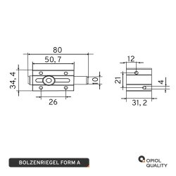 Bolzenriegel  80 mm Edelstahl A2