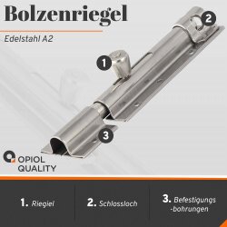 Bolzenriegel  120 mm Edelstahl A2