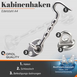 Kabinenhaken 100mm -Aisi316
