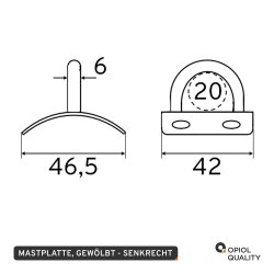 Mastplatte Gewölbt - A2  Bügel 6mm Senkrecht
