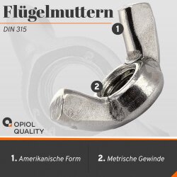 1 Stück Flügelmuttern M6 amerik. Form ähnl. DIN 315 Edelstahl A2