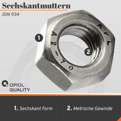 1 Stück Sechskantmuttern M1,6 DIN 934 Edelstahl A2