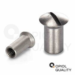 5 Stück Hülsenmuttern M5 X 14 mit Linsenkopf u. Schlitz Edelstahl A1