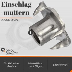 1 Stück Einschlagmuttern M5 Edelstahl A2