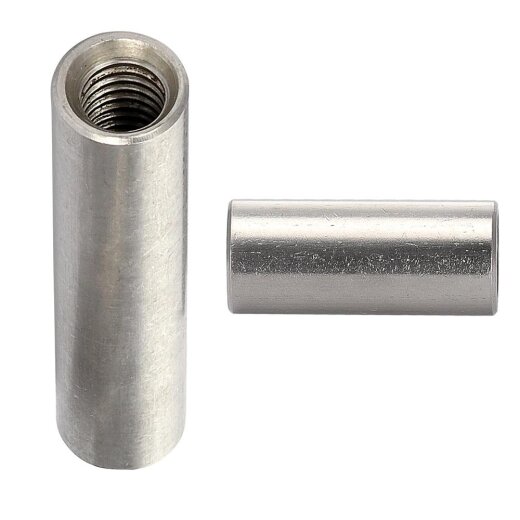 1 Stück Gewindemuffen M10 X 25 (D=13) rund, Edelstahl A2