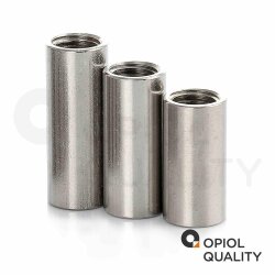 5 Stück Gewindemuffen M6 X 40 (D=10) rund, Edelstahl A2