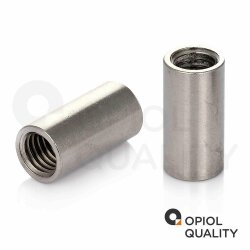 5 Stück Gewindemuffen M6 X 40 (D=10) rund, Edelstahl A2