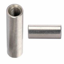 10 Stück Gewindemuffen M8x50 (D=11) rund, Edelstahl A2
