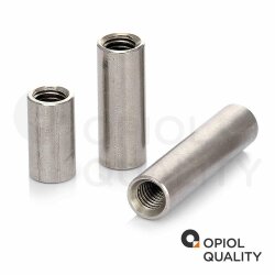 10 Stück Gewindemuffen M8x50 (D=11) rund, Edelstahl A2