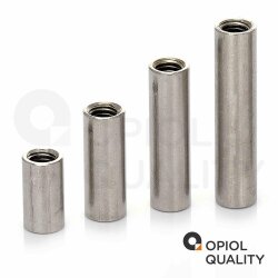 10 Stück Gewindemuffen M8x50 (D=11) rund, Edelstahl A2