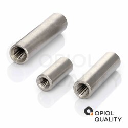 10 Stück Gewindemuffen M8x50 (D=11) rund, Edelstahl A2