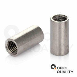 50 Stück Gewindemuffen M6 X 40 (D=10) rund, Edelstahl A2