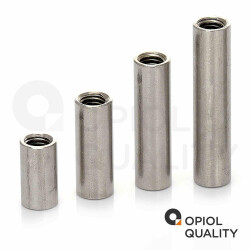 50 Stück Gewindemuffen M10 X 20 (D=13) rund, Edelstahl A2