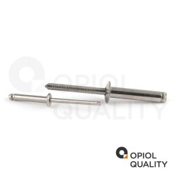 5 Stück Blindniet 5,0 X 10 mm mit Flachkopf DIN 7337 Edelstahl A2
