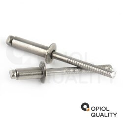 25 Stück Blindniet 4,0 X 18 mm mit Flachkopf DIN 7337 Edelstahl A2
