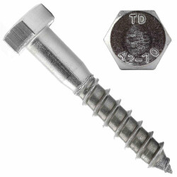 25 Stück Sechskant Holzschrauben M6 X 140 DIN 571 Edelstahl A2
