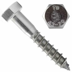 50 Stück Sechskant Holzschrauben M6 X 45 DIN 571 Edelstahl A2