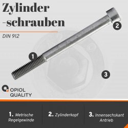 1 Stück Zylinderschrauben M5x8 mit Innensechskant DIN 912 Edelstahl A2
