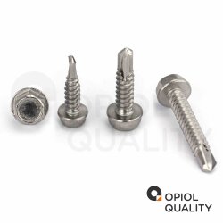 50 Stück Bohrschrauben DIN 7504 A2 K 6,3x45 mit Sechskantkopf und Bund, Form K Edelstahl A2