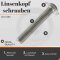5 Stück Linsenkopfschrauben M6 X 60/60 mit Flansch ISO 7380, Innensechskant, Vollgewinde, Edelstahl A2