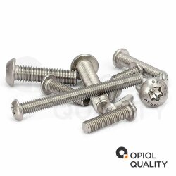 5 Stück Linsenkopfschrauben M10 X 65/65 mit Innensechsrund (TORX) ISO 7380, Vollgewinde, Edelstahl A2
