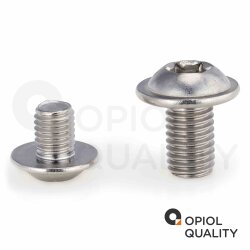 5 Stück Linsenkopfschrauben M8 X 20/20 mit Flansch ISO 7380, TORX, Vollgewinde, Edelstahl A2