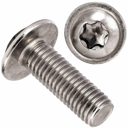 10 Stück Linsenkopfschrauben M5 X 25/25 mit Flansch ISO 7380, TORX, Vollgewinde, Edelstahl A2