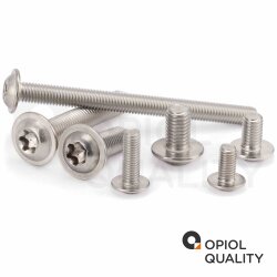10 Stück Linsenkopfschrauben M8 X 50/50 mit Flansch ISO 7380, TORX, Vollgewinde, Edelstahl A2