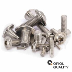 25 Stück Linsenkopfschrauben M5 X 16/16 mit Flansch ISO 7380, TORX, Vollgewinde, Edelstahl A2