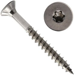 50 Stück Spanplattenschrauben 5 X 70/42 TORX T-25 (Teilgewinde), Senkkopf u. Innensechsrund, Edelstahl A2