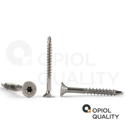 25 Stück Spanplattenschrauben 4 X 70/42 TORX T-20 mit Bohrspitze (Teilgewinde), Senkkopf u. Innensechsrund, Edelstahl A2