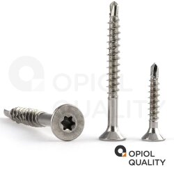 200 Stück Spanplattenschrauben 4,5 X 60/36 TORX T-20 mit Bohrspitze (Teilgewinde), Senkkopf u. Innensechsrund, Edelstahl A2
