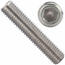 100 Stück Gewindestifte M5 X 40 mit Innensechskant u. Ringschneide DIN 916 Edelstahl A2