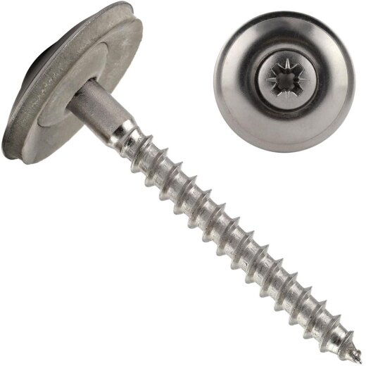 1 Stück Spenglerschrauben 4,5 X  40 POZI "Z" mit U-Scheibe (20mm) ähnl. DIN 7995 Edelstahl A2