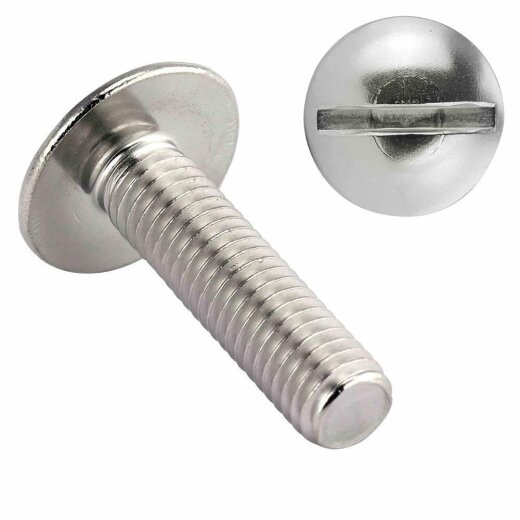 5 Stück Flachrundschrauben mit großem Kopf und Schlitz A2 M 8X90