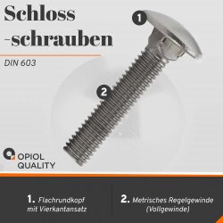 1 Stück Schlossschrauben M8 X 60/60 DIN 603 Edelstahl A2