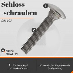 1 St&uuml;ck Schlossschrauben M12 X 120/120 DIN 603 Edelstahl A2