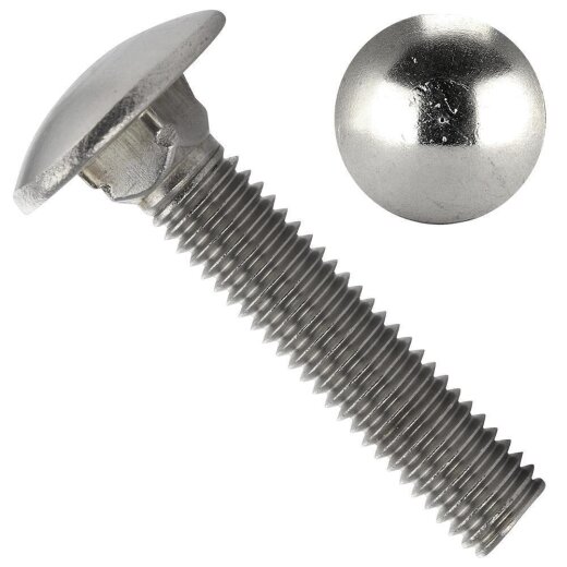 50 Stück Schlossschrauben M12 X 30/30 DIN 603 Edelstahl A2