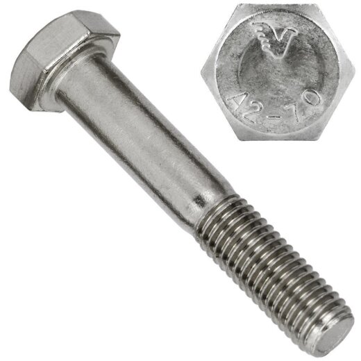 5 Stück Sechskantschrauben M16x170 mit Schaft DIN 931 Edelstahl A2