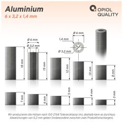 Distanzh&uuml;lse 6x3,2x6 Aluminium