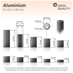 Distanzhülse 8x4,3x20 Aluminium