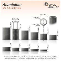 Distanzh&uuml;lse 12x6,5x3 Aluminium