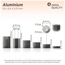 Distanzh&uuml;lse 20x8,5x10 Aluminium